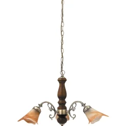 Rustikale Hängeleuchte mit Glasschirm Bronze