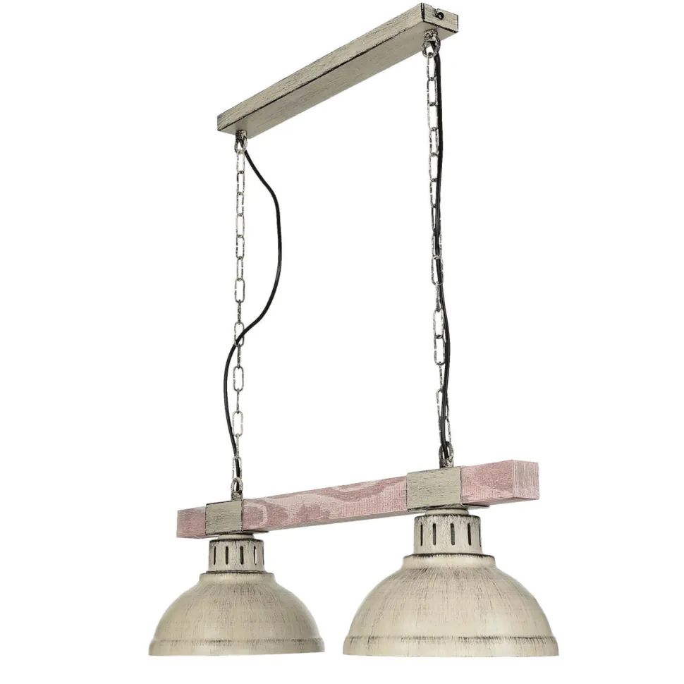 Rustikale Pendelleuchte HAKON Shabby Weiß Echt Holz