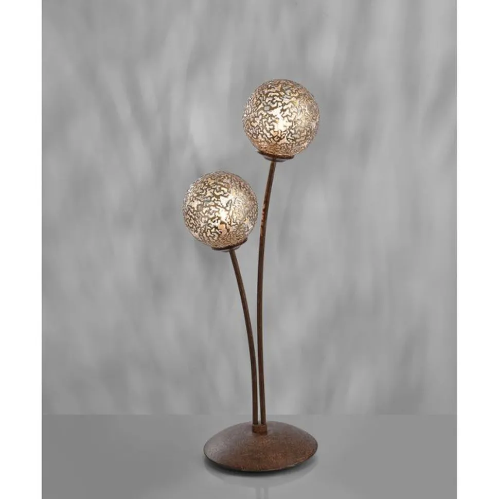 Rustikale Tischlampe Metall Rostbraun Gold 52 cm 2-flmg