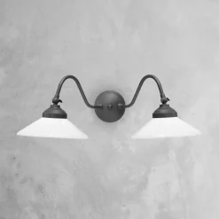 Rustikale Wandlampe SOFIA Messing Glas 2-flammig schwenkbar