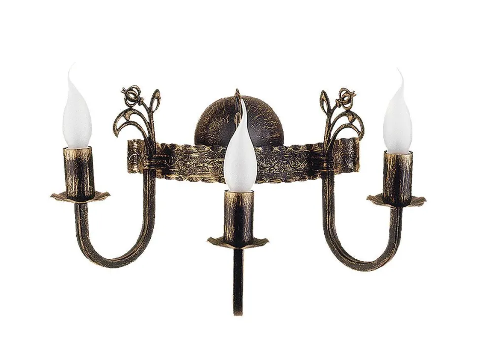 Rustikale Wandleuchte Metall in Messing E14 3-flammig