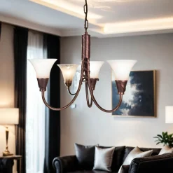 Rustikaler Lüster ROHDIN in Kupfer 3x14 Leuchte