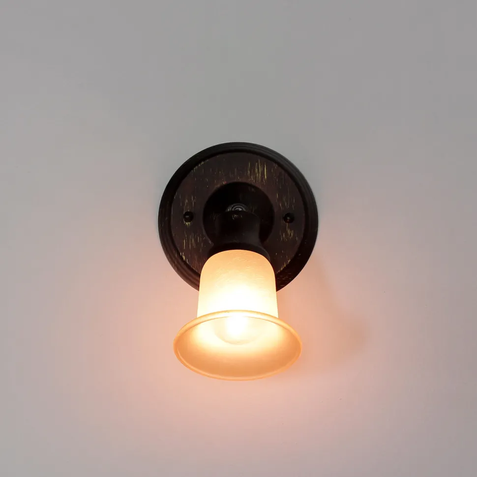 Rustikaler Wandspot Glasschirm E14