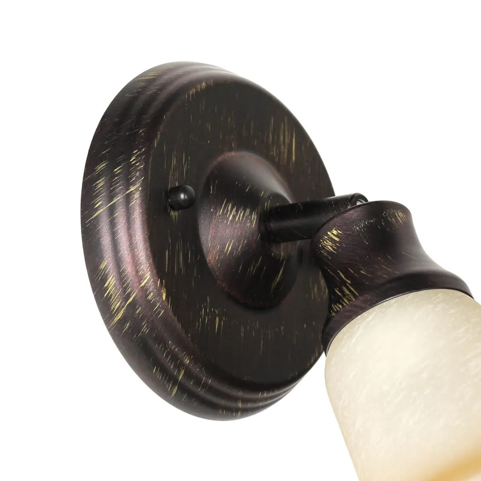 Rustikaler Wandspot Glasschirm E14