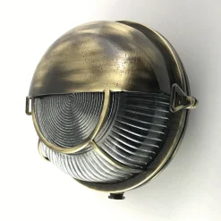 Schiffslampe außen Messing Glas Ø 17,5 cm IP64 E27 rund