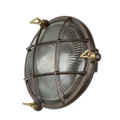 Schiffslampe Wand Ø 21 cm Messing Glas E27 IP64 außen