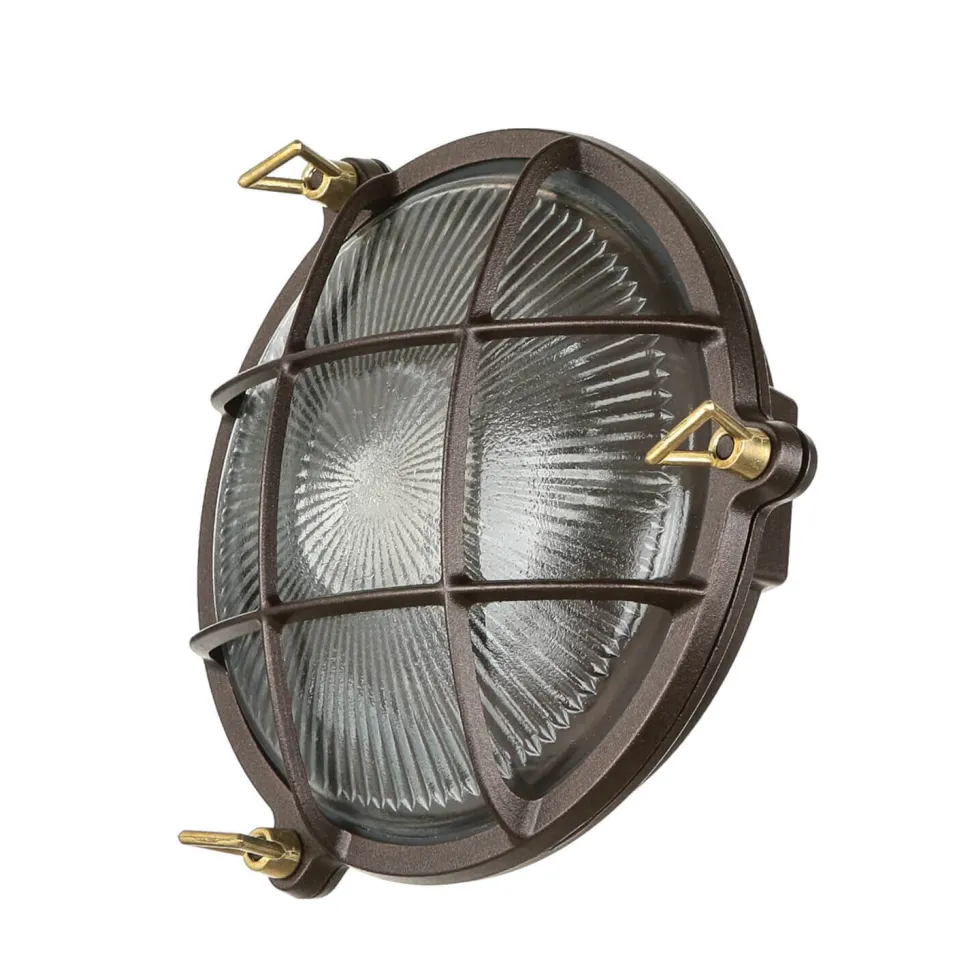 Schiffslampe Wand Ø 21 cm Messing Glas E27 IP64 außen