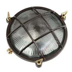 Schiffslampe Wand Ø 21 cm Messing Glas E27 IP64 außen