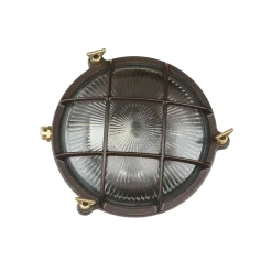 Schiffslampe Wand Ø 21 cm Messing Glas E27 IP64 außen