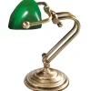 Schreibtischlampe Bronze Glasschirm Grün