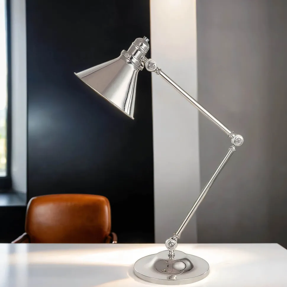Schreibtischlampe ISMENE Nickel 66cm Tisch Leuchte