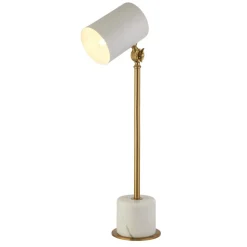 Schreibtischlampe Weiß Messing E27 51,5-63 cm verstellbar
