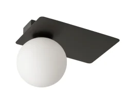 Schwarze Deckenlampe Glasschirm blendarm Ø21,1 cm rund