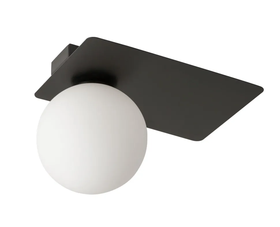 Schwarze Deckenlampe Glasschirm blendarm Ø21,1 cm rund