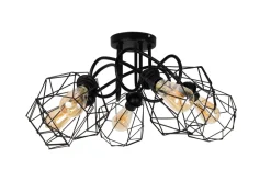 Schwarze Deckenlampe Retro Metall E27 L:65 cm 5-flammig