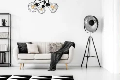 Schwarze Deckenlampe Retro Metall E27 L:65 cm 3-flammig