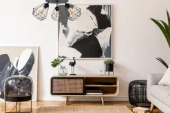 Schwarze Deckenlampe Retro Metall E27 L:65 cm 3-flammig