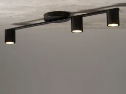 Schwarze Deckenlampe Zylinder GU10 3-flammig 70 cm groß