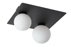 Schwarze Deckenleuchte Glas Metall 2-flmg G9 gemütlich