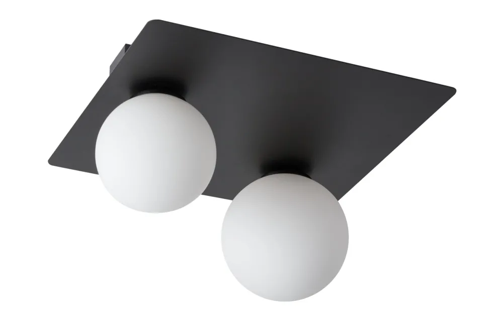 Schwarze Deckenleuchte Glas Metall 2-flmg G9 gemütlich