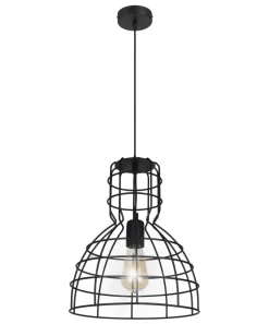 Schwarze Hängelampe Drahtschirm Metall Ø30 cm E27 Loft