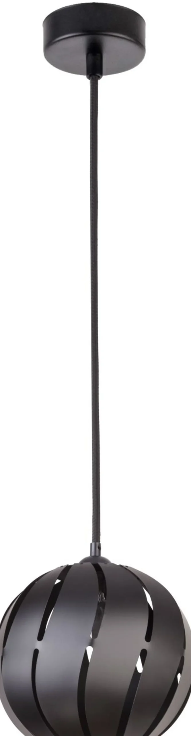 Schwarze Hängelampe Kugel mit Lichtschlitzen klein