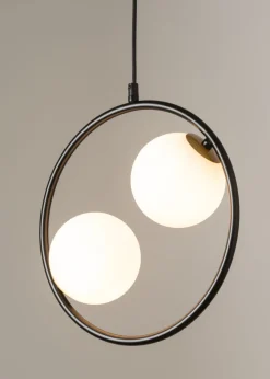 Schwarze Hängelampe Modern Glas Kugel Metall bis 0,9 cm