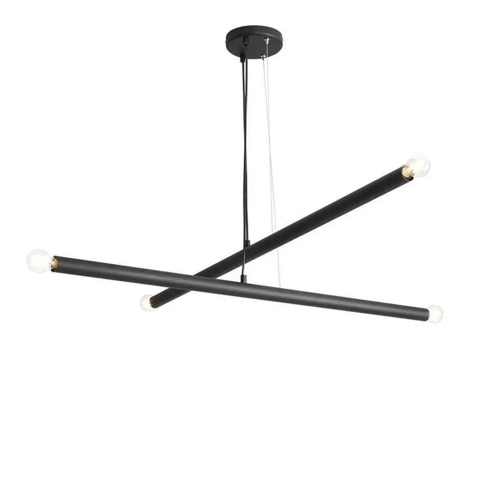 Schwarze Hängelampe Retro B:100 cm E14 4-flammig Metall