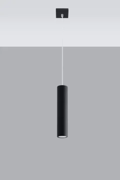 Schwarze Hängeleuchte Metall GU10 Ø 6 cm höhenverstellbar