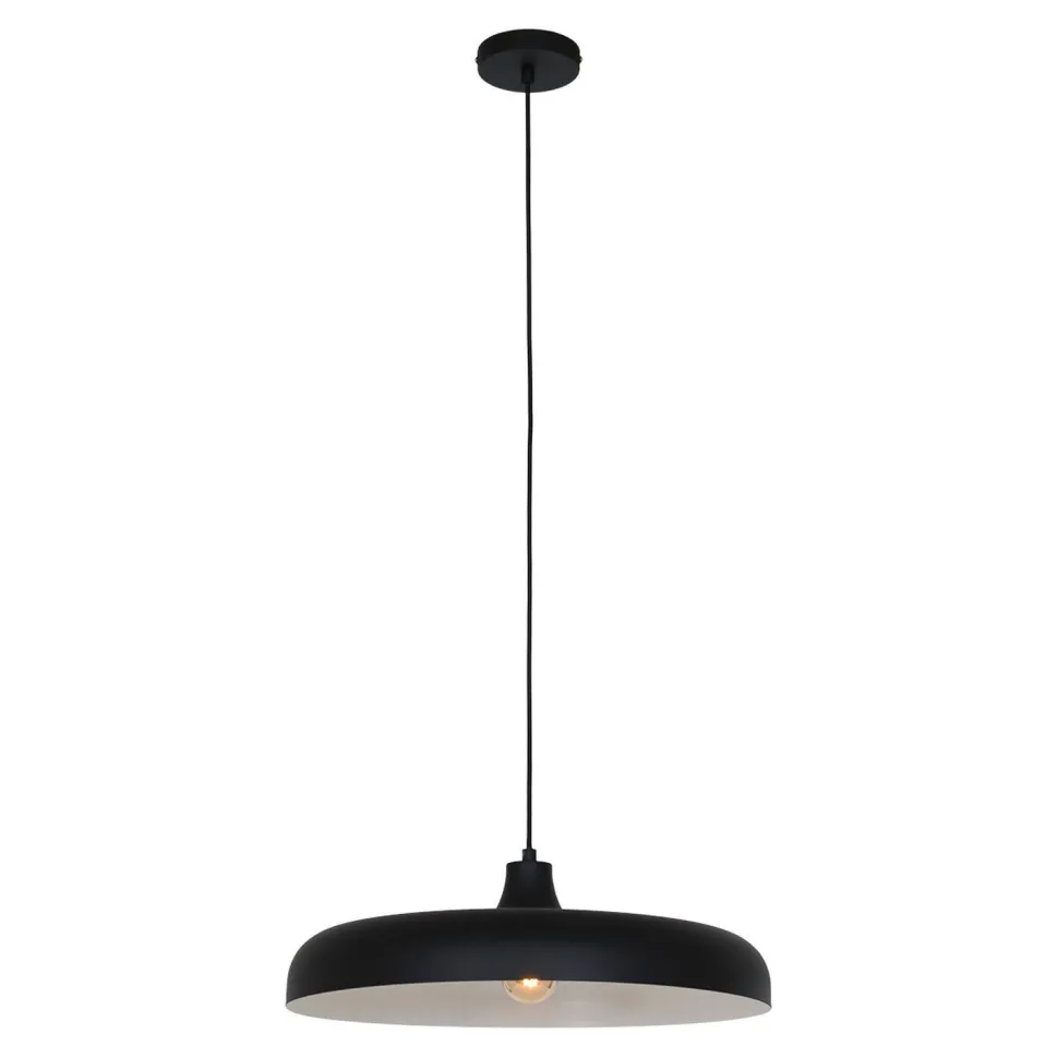 Schwarze Pendelleuchte Metall L:50 cm rund E27 Modern