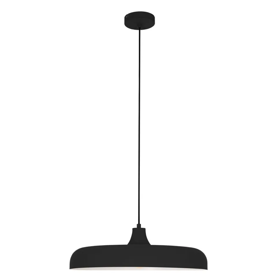 Schwarze Pendelleuchte Metall L:50 cm rund E27 Modern
