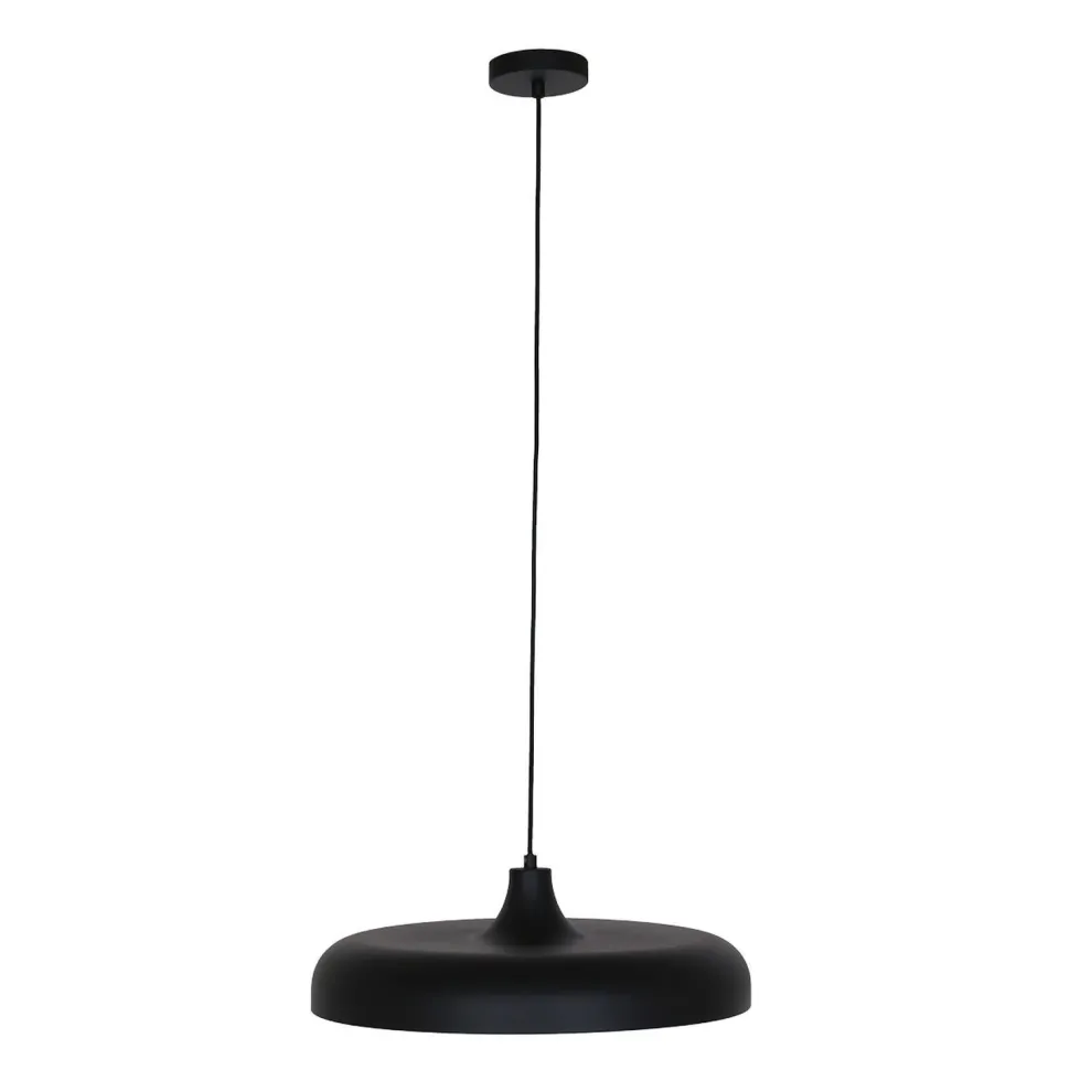 Schwarze Pendelleuchte Metall L:50 cm rund E27 Modern