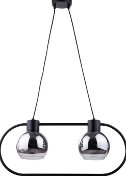 Schwarze Pendelleuchte Metall Glas Silber bis 0,9 m