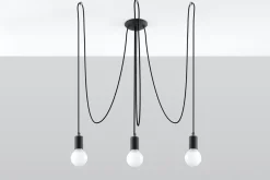 Schwarze Pendelleuchte Retro 3-flammig max. 3 m flexibel