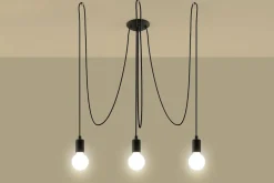 Schwarze Pendelleuchte Retro 3-flammig max. 3 m flexibel