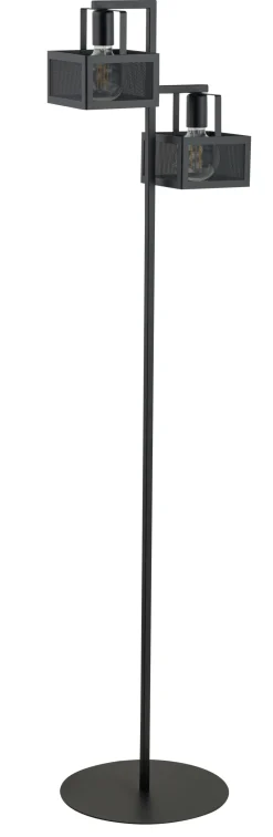 Schwarze Stehlampe Metall E27 groß 160 cm 2-flammig