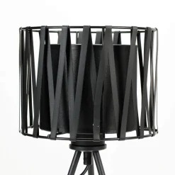 Schwarze Tischleuchte Metall H 35cm Doppelschirm
