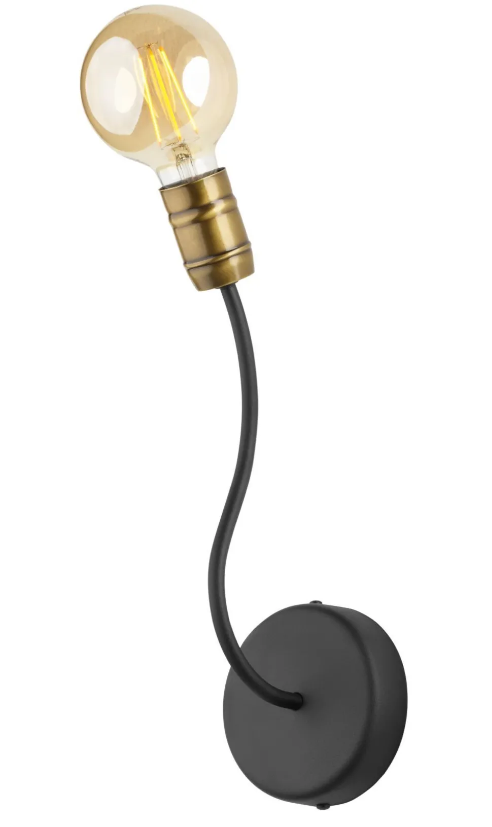 Schwarze Wandleuchte geschwungener Arm E27 Retro