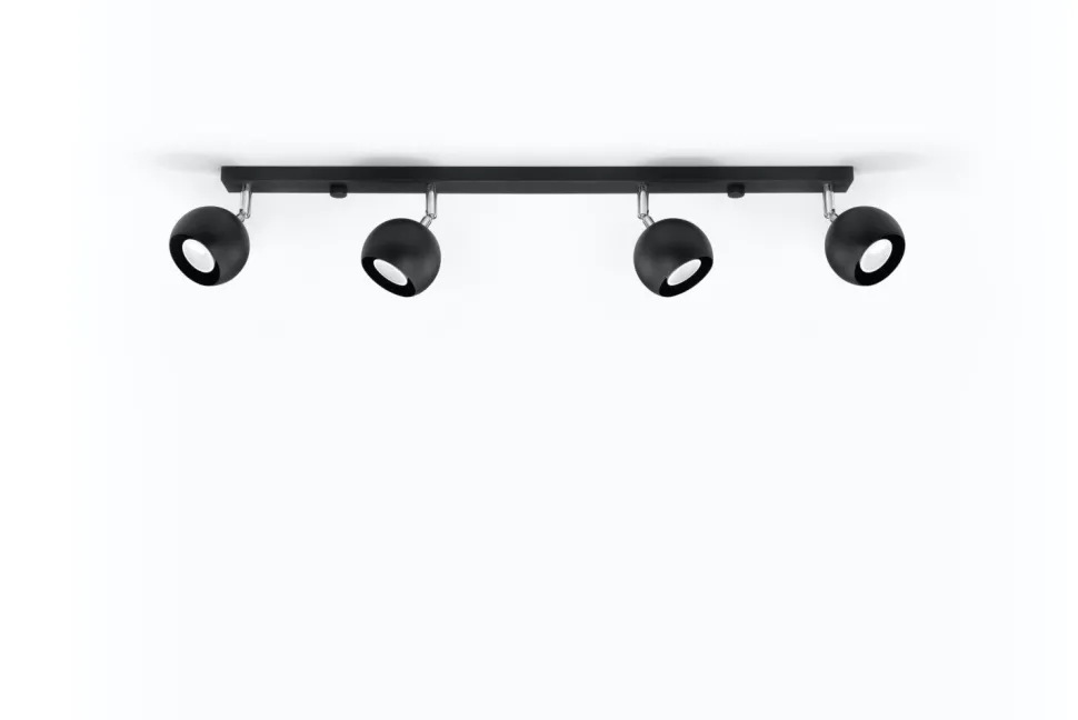 Schwarzer Strahler Stahl 4-flammig 80cm lang Retro GU10