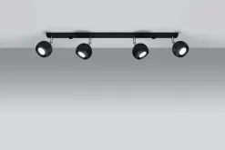 Schwarzer Strahler Stahl 4-flammig 80cm lang Retro GU10