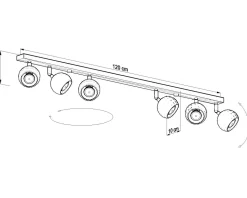 Schwarzer Wohnzimmerstrahler Metall 120 cm lang GU10