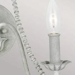 Shabby Wandleuchte Metall Holzperlen H: 53,3 cm Grau Antik