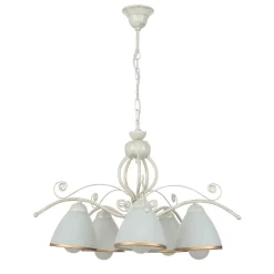 Shabby Weiß Pendelleuchte Metall 5-flmg Esstisch