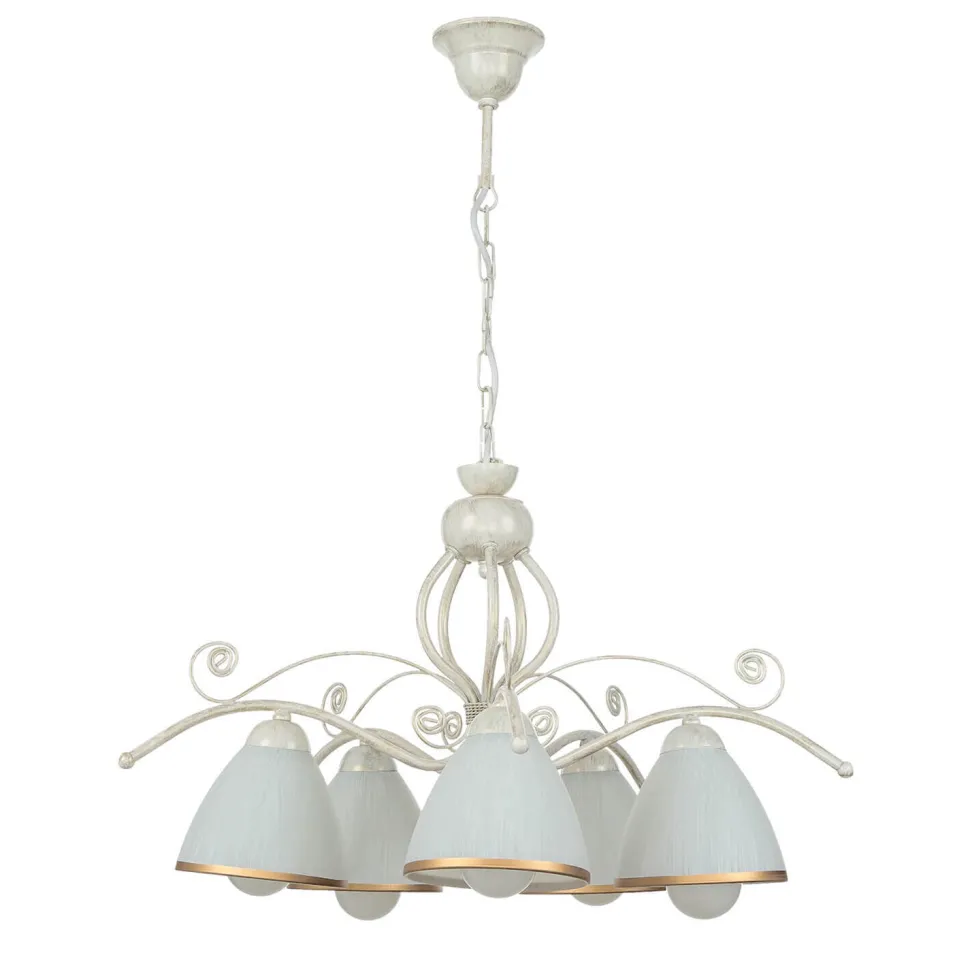 Shabby Weiß Pendelleuchte Metall 5-flmg Esstisch