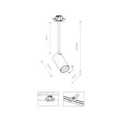 Spot Lampe Decke Einbau verstellbar GU10 H: 23-29 cm Weiß