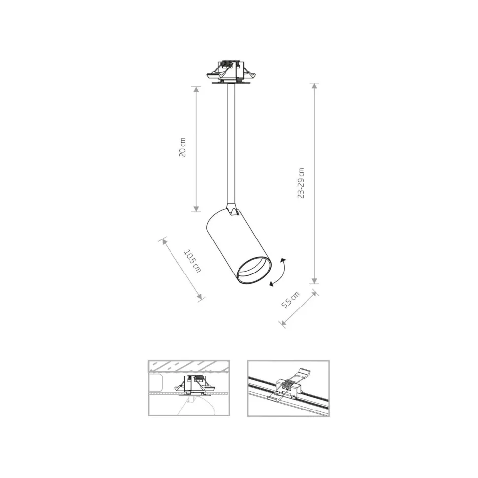 Spot Lampe Decke Einbau verstellbar GU10 H: 23-29 cm Weiß