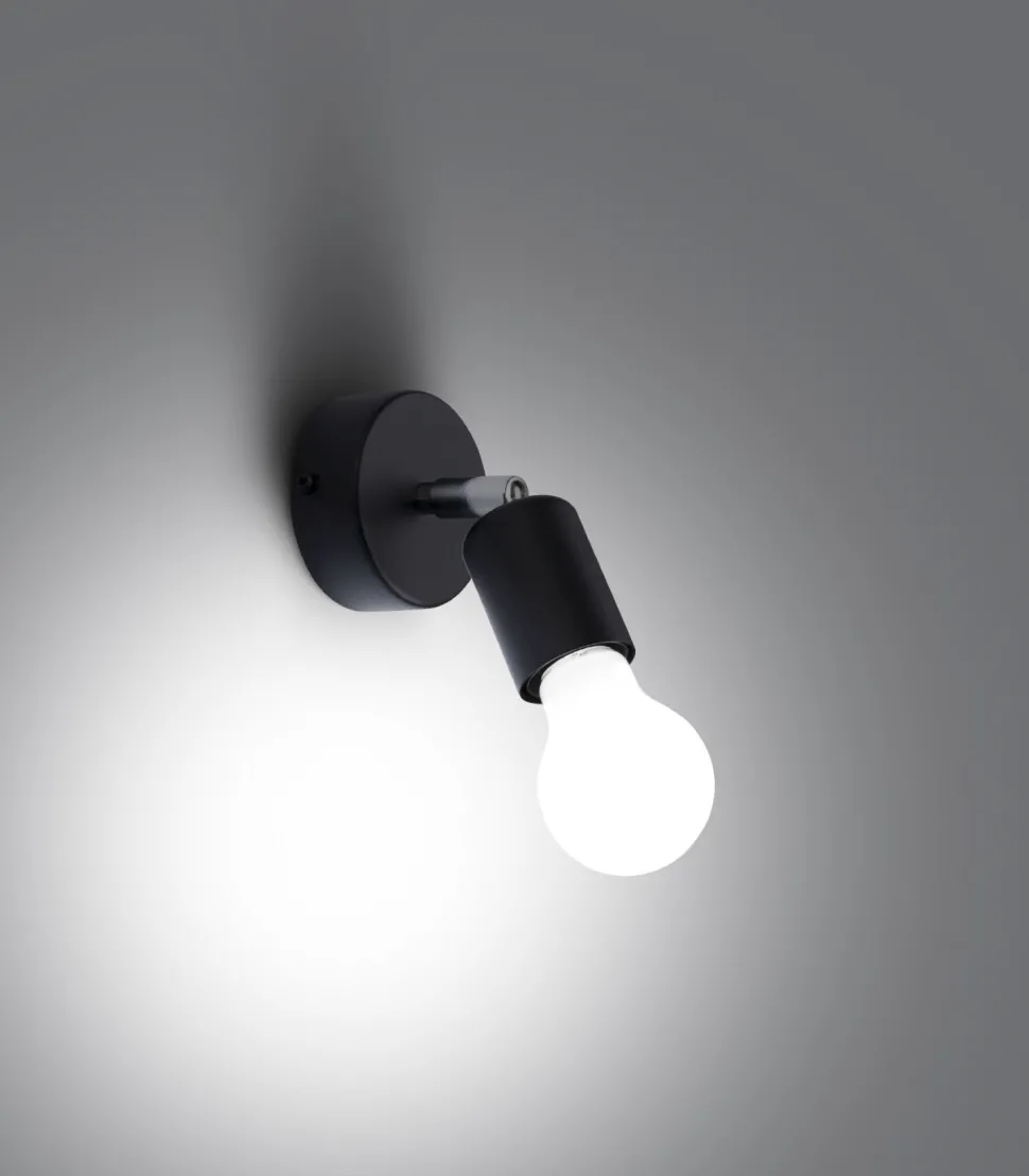 Spot Lampe Wand Schwarz rund Ø 8 cm klein für E27