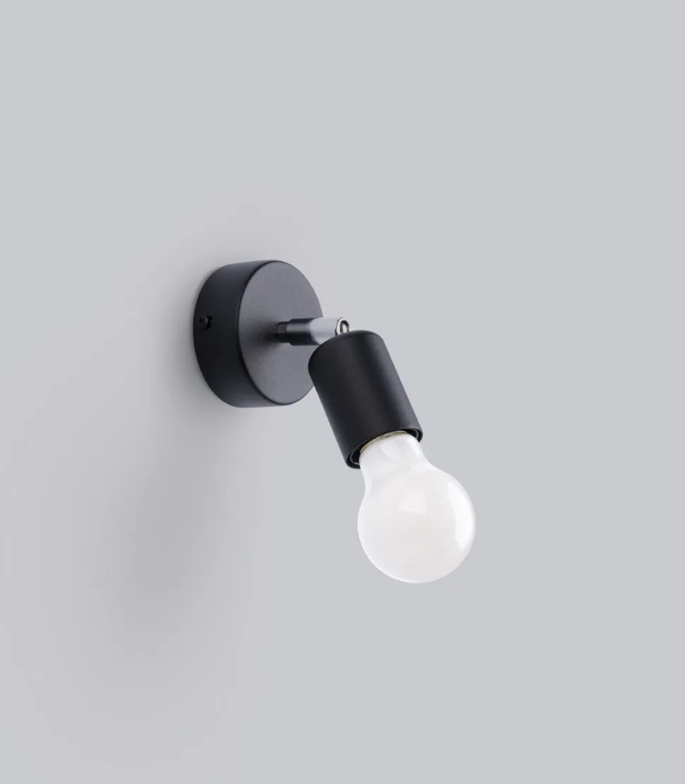 Spot Lampe Wand Schwarz rund Ø 8 cm klein für E27
