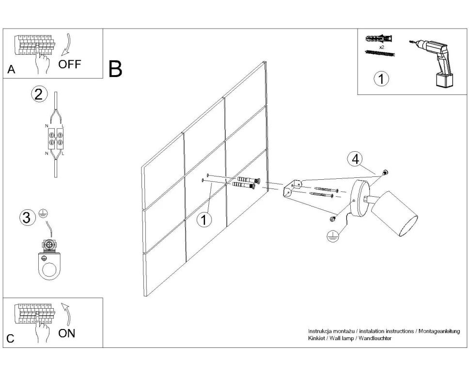 Spot Lampe Wand Weiß klein H: 18,5 cm verstellbar GU10