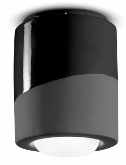 Spot Leuchte Decke Aufputz Keramik E27 D: 12,5 cm rund